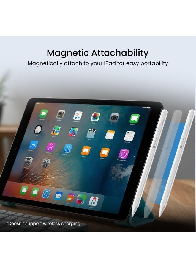 Portronics Glide Stylus Pencil for iPads Only, Angle Tilt Sensitivity, Palm Rejection, Attaches Magnetically, Battery LED Indicator, Type-C Charging, Only for iPads Released Between 2020 & 2024 - Image 3